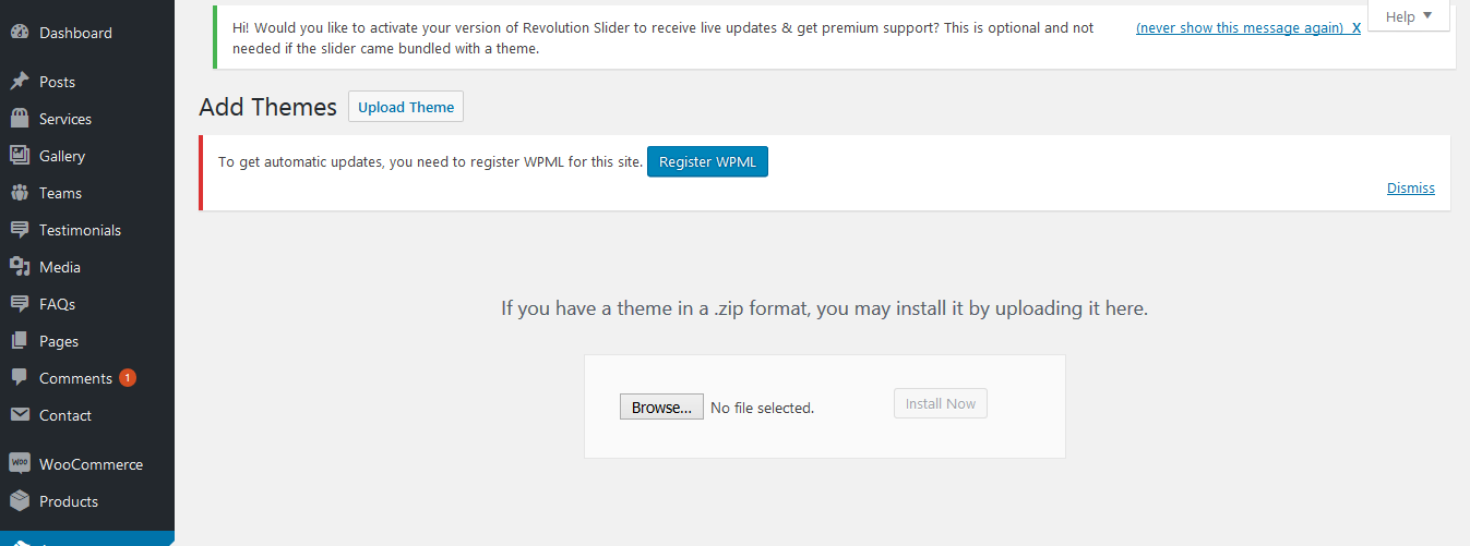 Theme upload